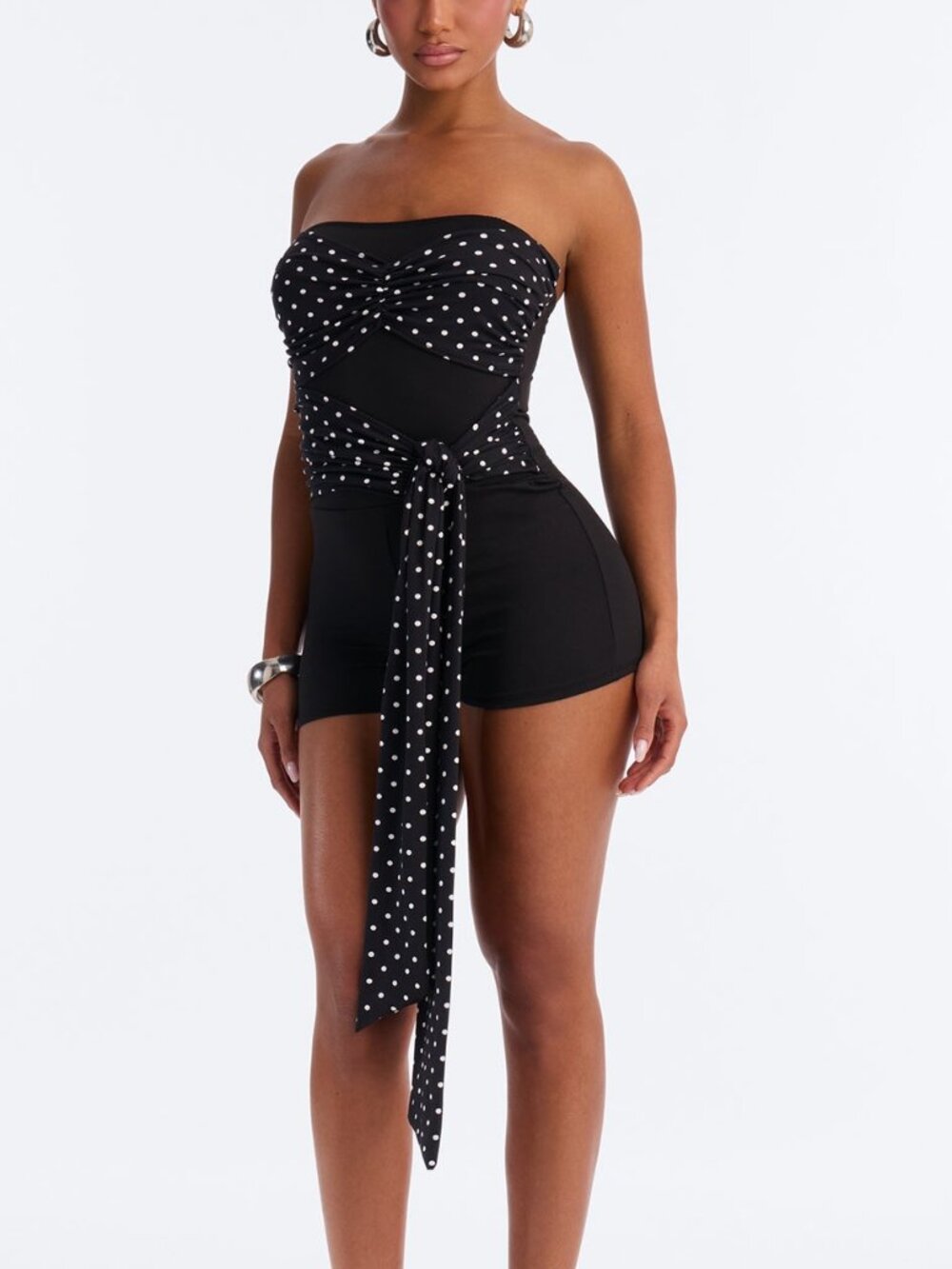 Strapless Tie Waist Romper